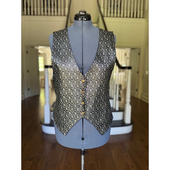 Vintage Unisex Gold Shimmer Paisley Vest SteamPunk WhimsyGoth Costume Cosplay - Picture 2 of 11